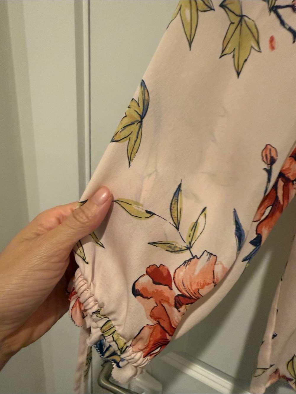 Joie Peach-Pink Floral Button Front Blouse - Picture 3 of 5